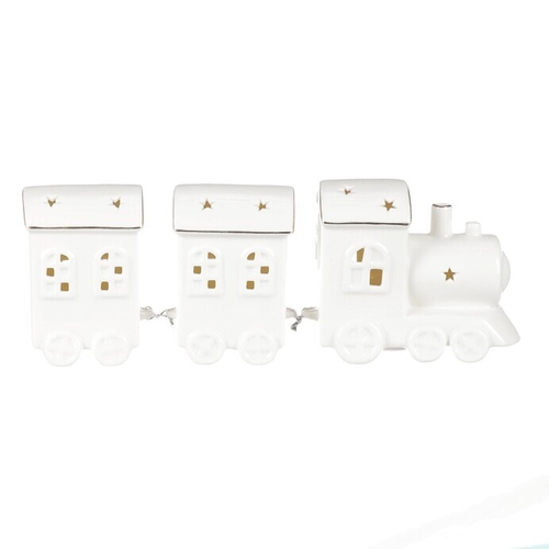 Vláček s vagónky - porcelán, LED osvětlení, barva bílá