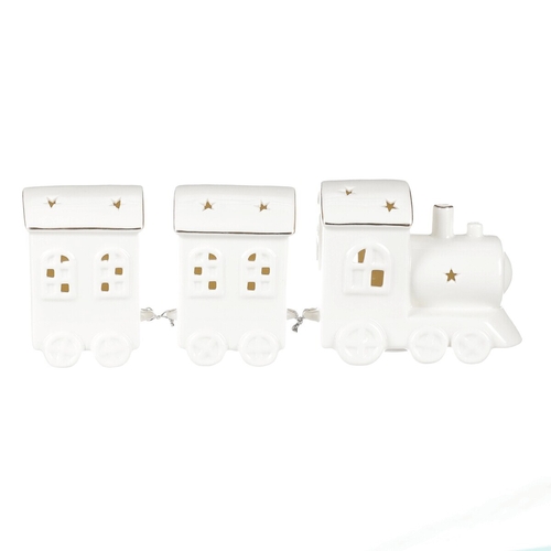 Vláček s vagónky - porcelán, LED osvětlení, barva bílá