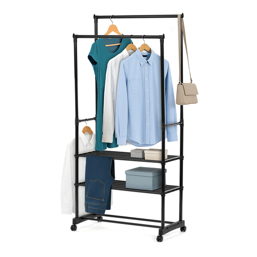 Stojan na šaty, kov, černá, GD-166 BK