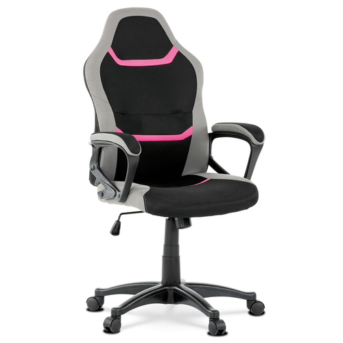 Herní židle, houpací mechanismus, černá látka, KA-L611 PINK