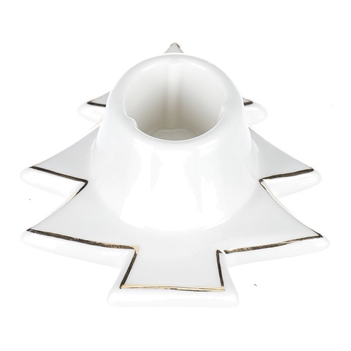 Svícen na kónickou svíčku - porcelán, tvar stromku, bílý
