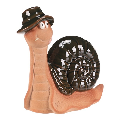 Šnek - keramická figurka, vel. L, zelená ulita
