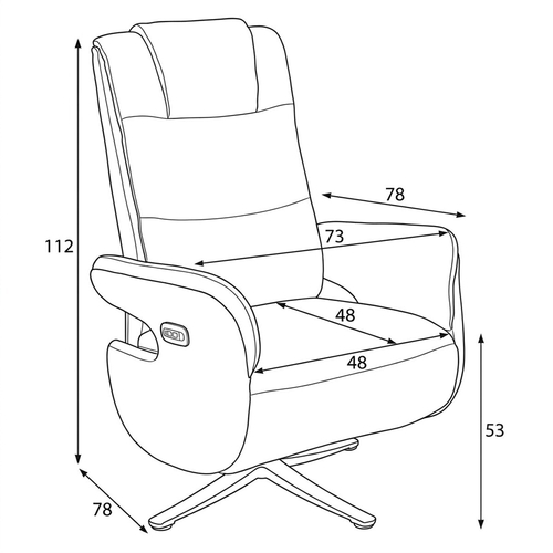 Polohovací křeslo, elektrické zabudované ovládání, šedá, látka, TV-C5590 GREY2