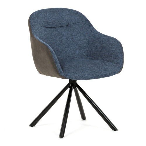 Jídelní židle otočná 180°, modrá, látka, DCH-Y1143 BLUE2