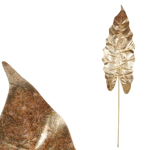 Alokázie - umělý list, barva zlatá