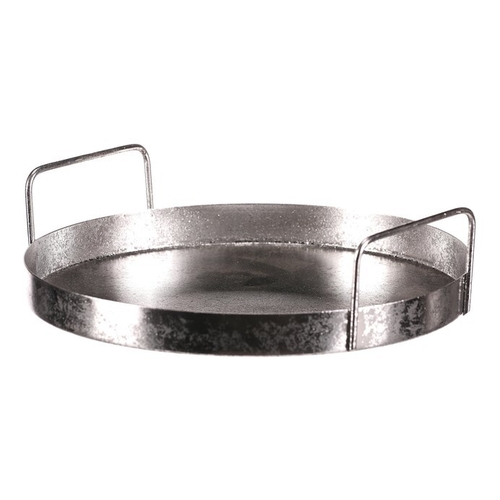 Tác kovový s uchy - kulatý tvar, barva stříbrná