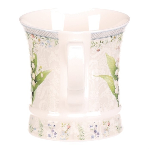Hrnek malovaný - porcelán, dárková dóza, motiv s konvalinkami
