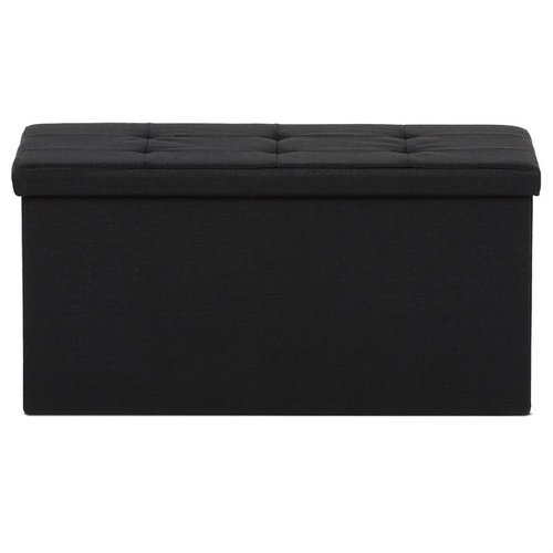 Taburet s úložným prostorem, černá, látka, TAB-462 BK2