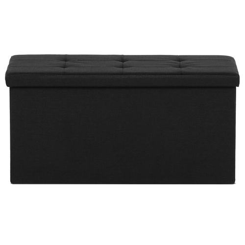 Taburet s úložným prostorem, černá, látka, TAB-462 BK2