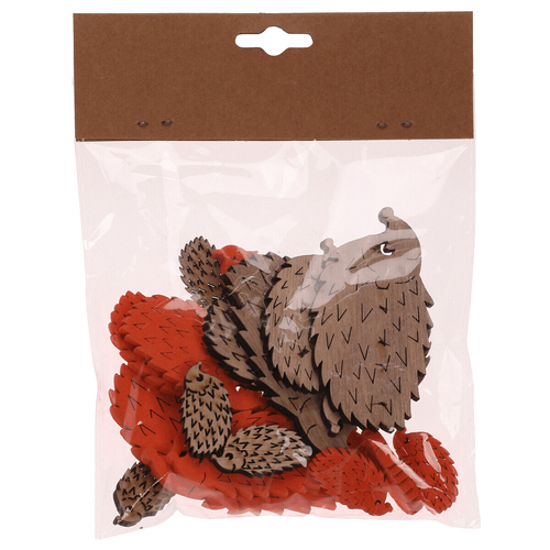 Ježek - dřevěný, mix 2 barev a 3 vel., cena za balení (18 ks)