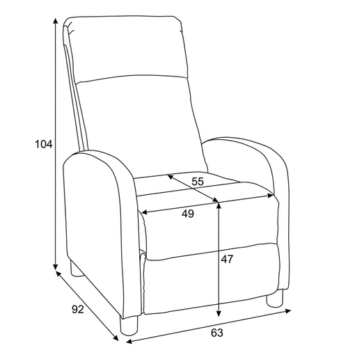 Polohovací křeslo, šedá, látka, TV-W3397 GREY2