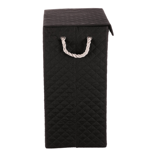 Koš prádelní - látkový s uchy, hranatý, černý