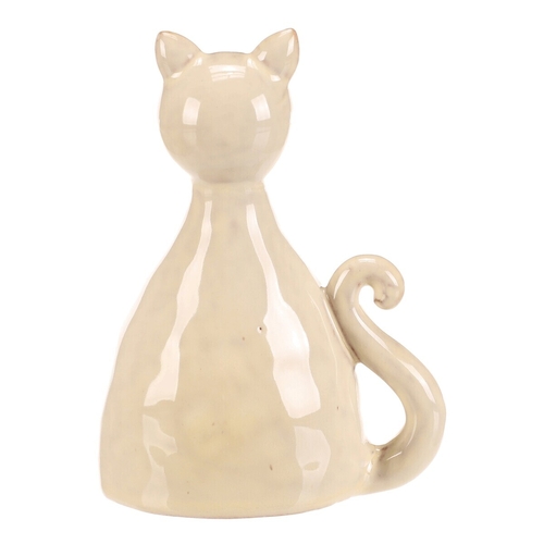 Kočka - keramická figurka, dekor květin, vel. M, žluto-zelená