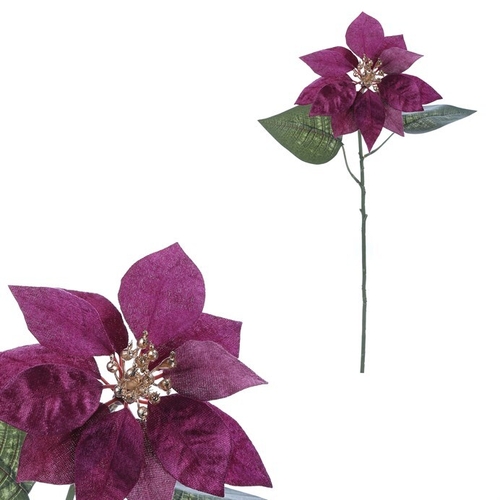 Vánoční růže - umělá řezaná květina, fialovo-zlatá