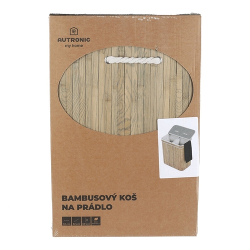 Koš prádelní - bambusový, s víkem, šedo-hnědý