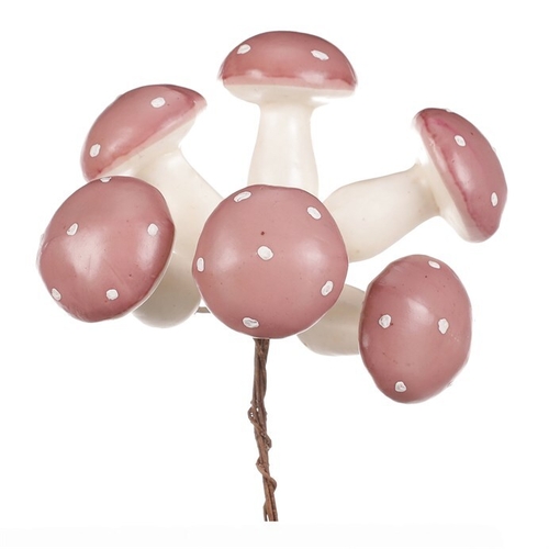 Houby na drátku, barva růžová, cena za balení (30 ks)