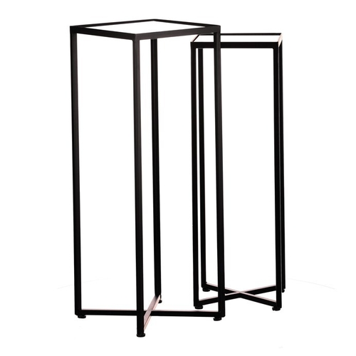 Stojan na květiny -  kovové rámy, skleněná deska, cena za sadu 2 ks