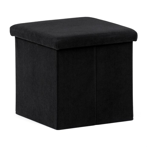 Taburet s úložným prostorem, černá, manšestrová látka, TAB-471 BK6