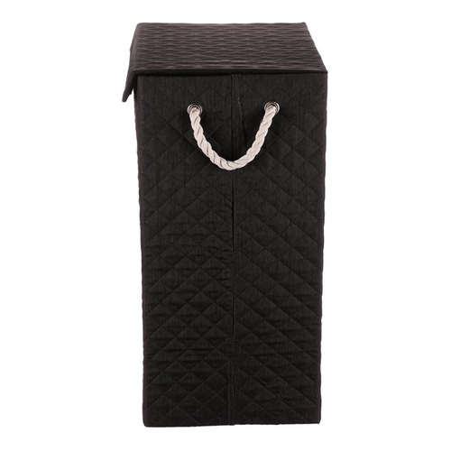 Koš prádelní - látkový s uchy, hranatý, černý