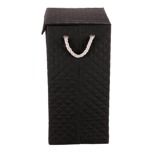 Koš prádelní - látkový s uchy, hranatý, černý