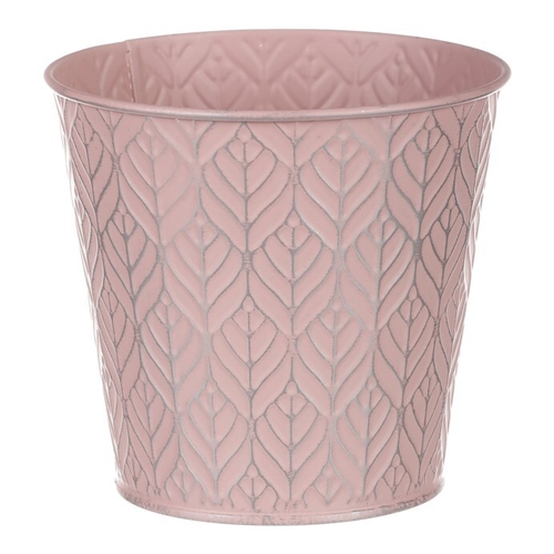 Obal kovový - kulatý, stříbrný vzor, barva růžová