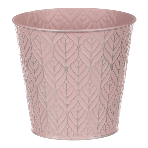 Obal kovový - kulatý, stříbrný vzor, barva růžová