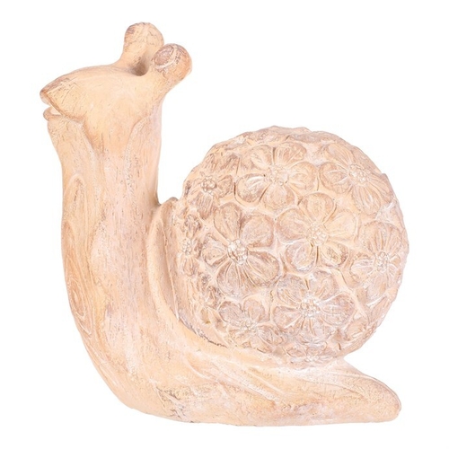 Šnek - figurka z magnesia, vzor květin, vel. L, imitace dřeva