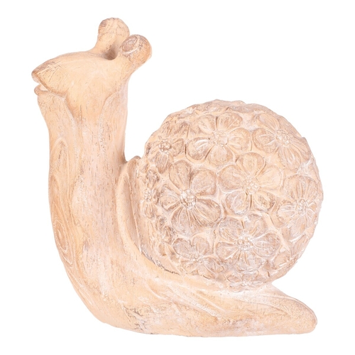 Šnek - figurka z magnesia, vzor květin, vel. L, imitace dřeva