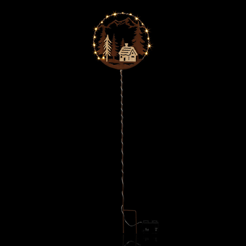 Zápich s LED - 100 cm, kov a bambus, časovač, mix 2, rezavý, cena za 1 ks