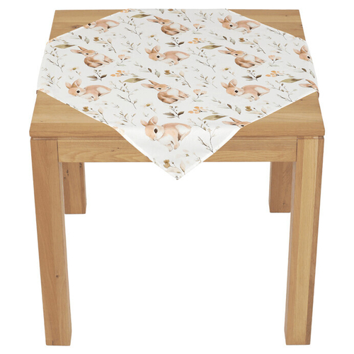 Ubrus - zajíci a květiny, 100 % polyester, 80 x 80 cm