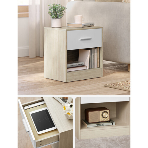 Odkládací stolek 39x28x41cm, mdf, bělený dub, ANT-E1081 BUK