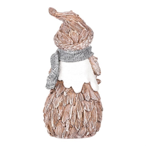 Sněhulák s malým - figurka z polyresinu, imitace dřeva