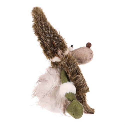 Sob - látková figurka, sedící, bílo-zelená
