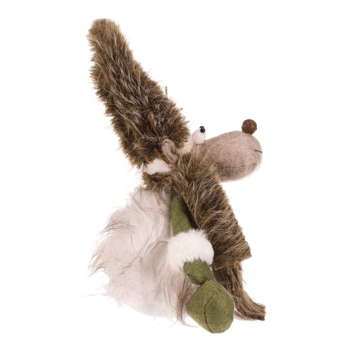 Sob - látková figurka, sedící, bílo-zelená