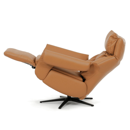 Relaxační křeslo, elektrické zabudované ovládání, béžová, kůže, TV-B3980 BGE3