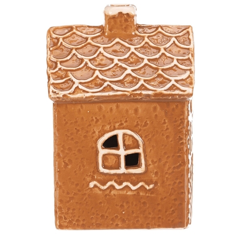 Domeček perníkový - keramika, LED osvětlení, hnědý