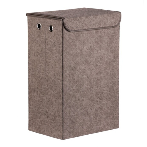 Koš prádelní - látkový s víkem, šedá barva