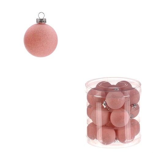 Kulaté sametové ozdoby - pr. 4 cm, růžové, cena za balení (18 ks)