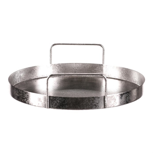 Tác kovový s uchy - kulatý tvar, barva stříbrná