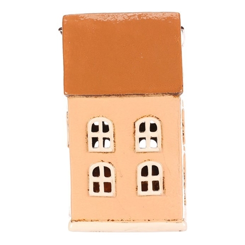 Domeček keramický - patrový, na čajovou svíčku, žlutý