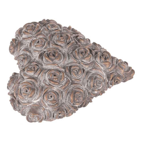 Srdce s růžemi - betonové, antracitově šedé