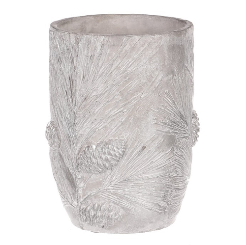 Váza betonová - vzor borovice, barva stříbrná