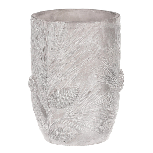 Váza betonová - vzor borovice, barva stříbrná
