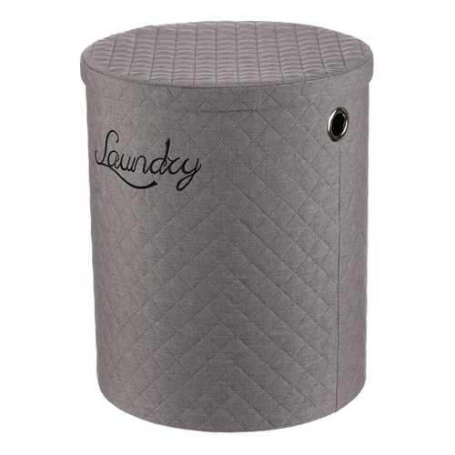 Koš prádelní - látka, kulatý, šedý, cena za sadu 5 ks