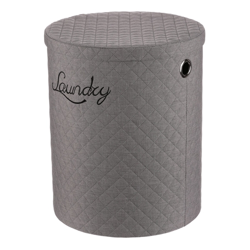 Koš prádelní - látka, kulatý, šedý, cena za sadu 5 ks