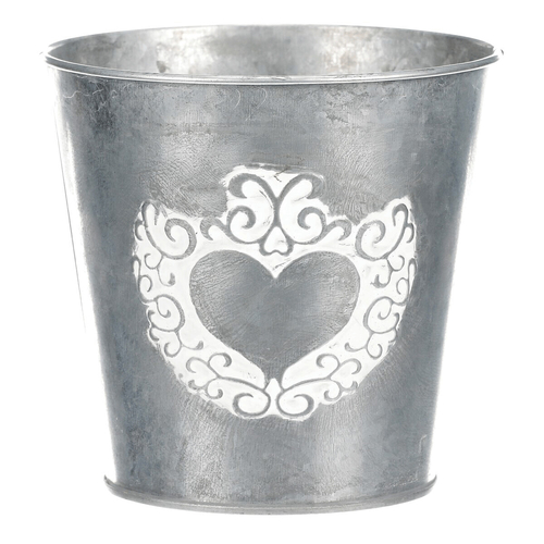 Obal kovový - dekor srdce, barva stříbrno-bílá