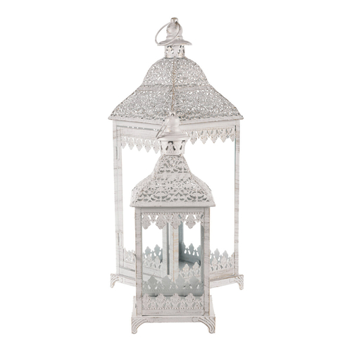 Lucerna kovová - starožitná, bílá-antik, cena za sadu 2 ks