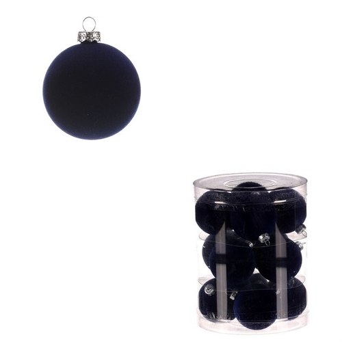 Kulaté sametové ozdoby - pr. 5 cm, modré, cena za balení (12 ks)
