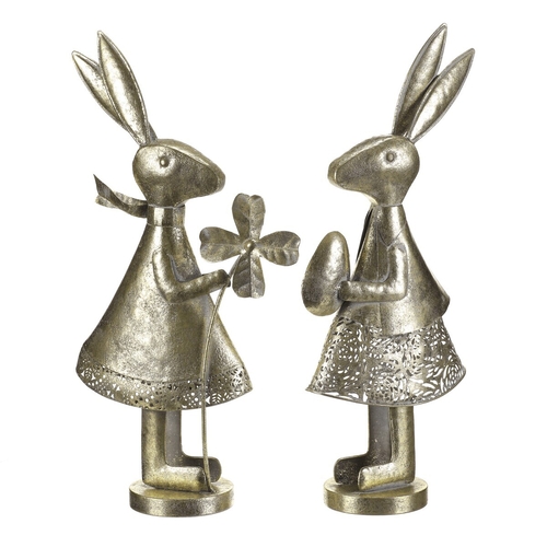 Zajíc - kovová dekorace, zlatá, mix 2, cena za 1 ks