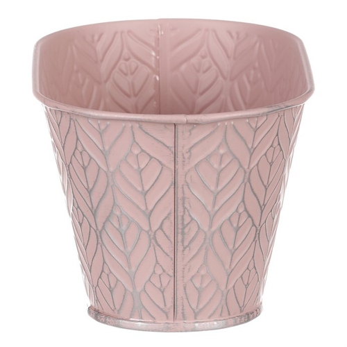 Obal kovový - truhlík, stříbrný vzor, barva růžová